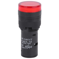 Лампа сигнальная 16мм красный LED 12V АС/DC [s009010] e.ad16.12.red E.NEXT