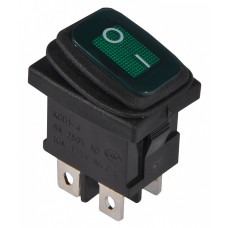 Переключатель 1 клавиша 2NO 19.2мм с подсветкой зеленый неон 220V IP65 [A0140040066] KCD1-4-201NW GR/B АСКО