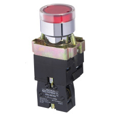 Кнопка управления 1NC 22мм с подсветкой красный неон 220V [A0140010022] XB2-BW3471(72) АСКО