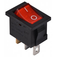 Переключатель 1 клавиша 1NO 19.2мм с подсветкой красный неон 220V [A0140040053] KCD1-2-101N R/B АСКО