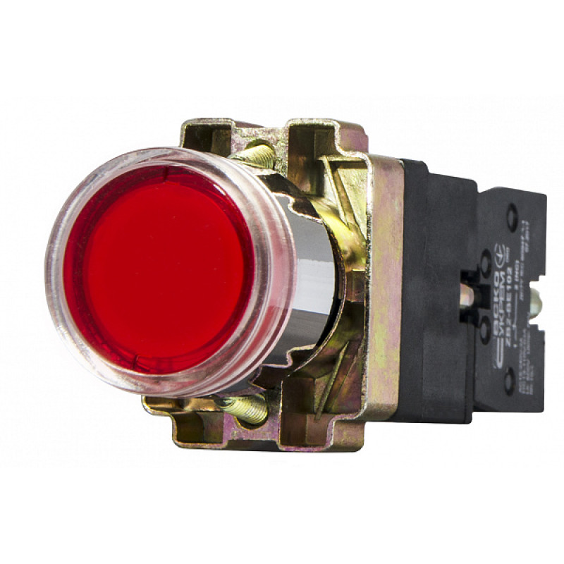 Кнопка управления 1NC 22мм с подсветкой красный неон 220V [A0140010022] XB2-BW3471(72) АСКО