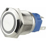 Кнопка металлическая плоская 1NO+1NC 19мм с подсветкой красный LED 24V [A0140010139] TYJ 19-271 АСКО
