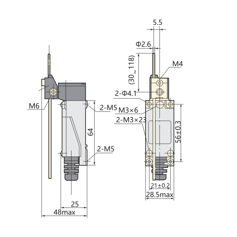 Выключатель концевой 1NO+1NC 5A 220V с регулируемой поворотной штангой [443026] YBLX-ME/8107 CHINT
