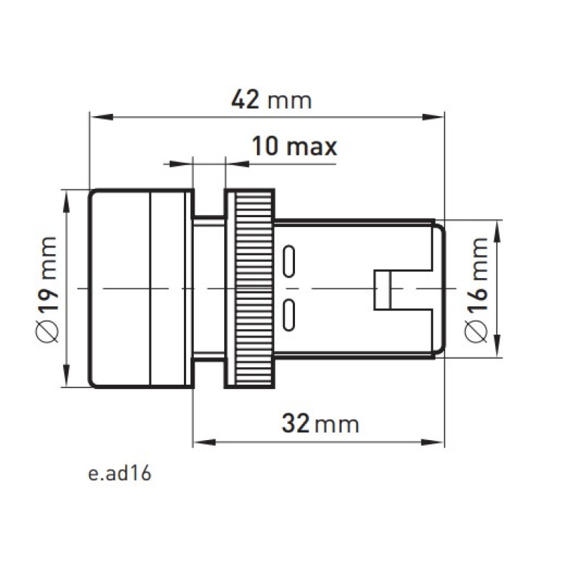 Лампа сигнальна 16мм червоний LED 12V АС/DC [s009010] e.ad16.12.red E.NEXT