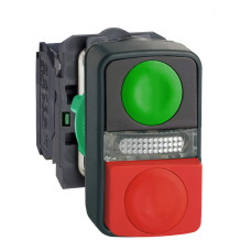 Кнопка Пуск-Стоп "I-O" 1NO+1NC 22мм с подсветкой белый LED 230V [XB5AW73731B5] Harmony XB5 Schneider Electric