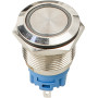 Кнопка металлическая плоская 1NO+1NC 19мм c подсветкой зеленый LED 12V [A0140010252] TYJ 19-271 АСКО
