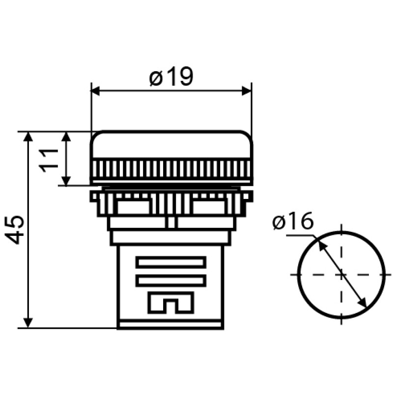 Лампа сигнальна 16мм білий LED 24V АC/DC [A0140030039] AD16-16DS АСКО