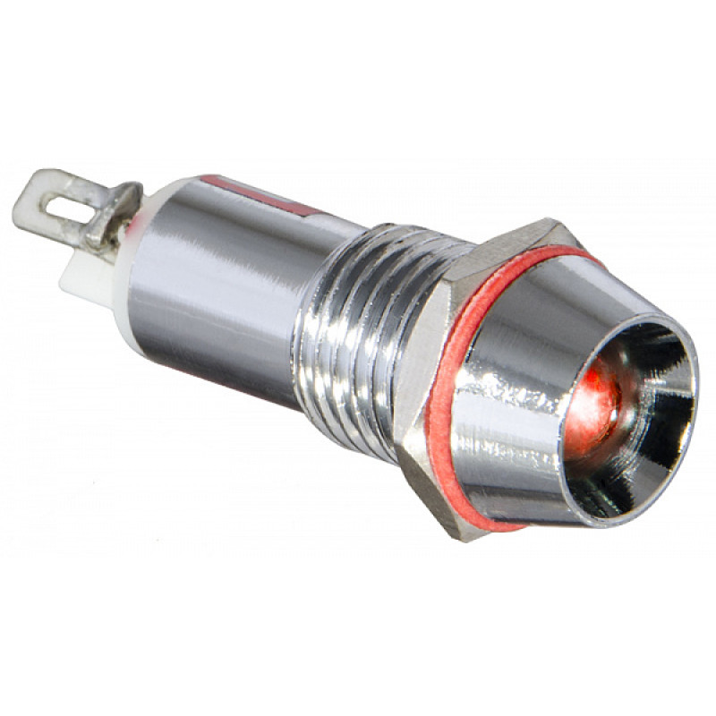 Лампа сигнальная 10мм красный LED 220V AC металл [A0140030124] AD22C-10 АСКО