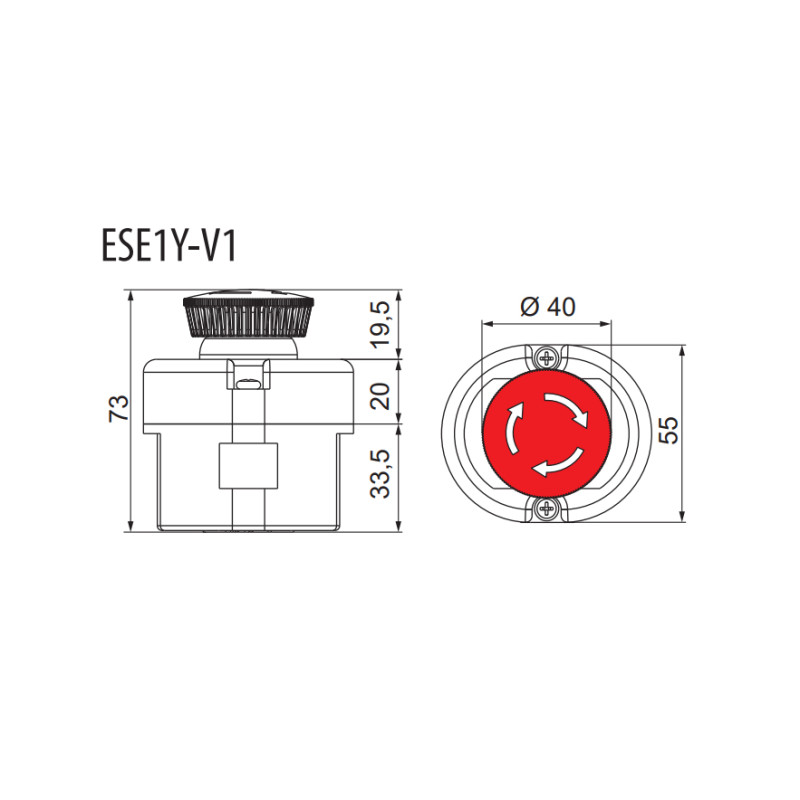 Пост одномісний "Стоп" 230V 1NC IP65 грибок [4771447] ESE1Y-V1 ETI