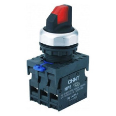 Переключатель "I-O" 1NO+1NC 22мм с подсветкой красный LED 230V 2 положения с фиксацией IP65 [667150] NP8-11XD/214 CHINT