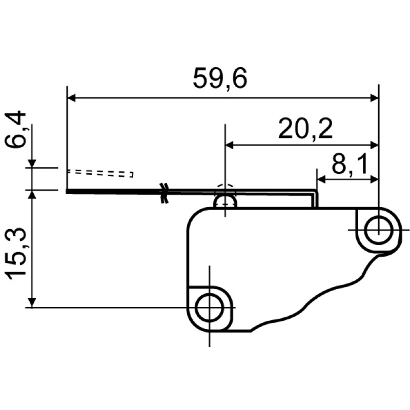 Микропереключатель 1NO+1NC 15А 250V IP20 длинная планка [A0050040023] V-15-31C25 АСКО