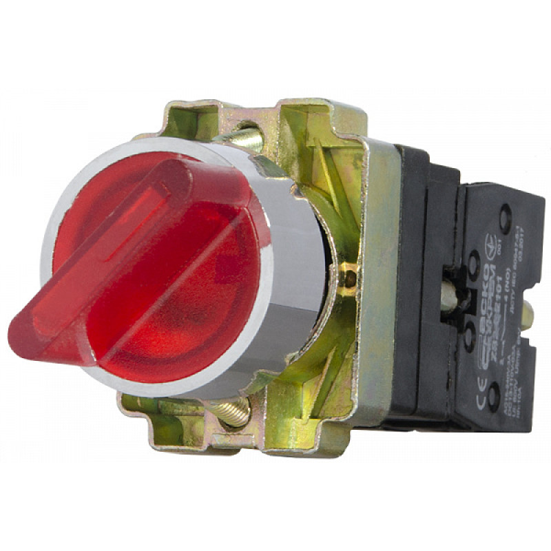 Переключатель "I-O" 1NO+1NC 22мм с подсветкой красный LED 220V 2 положения [A0140010067] XB2-BK2465 АСКО