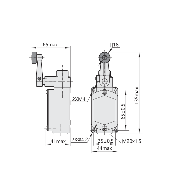 Выключатель концевой 1NO+1NC 5A 220V с одинарным метталическим роликом [441038] YBLX-K1/111 CHINT