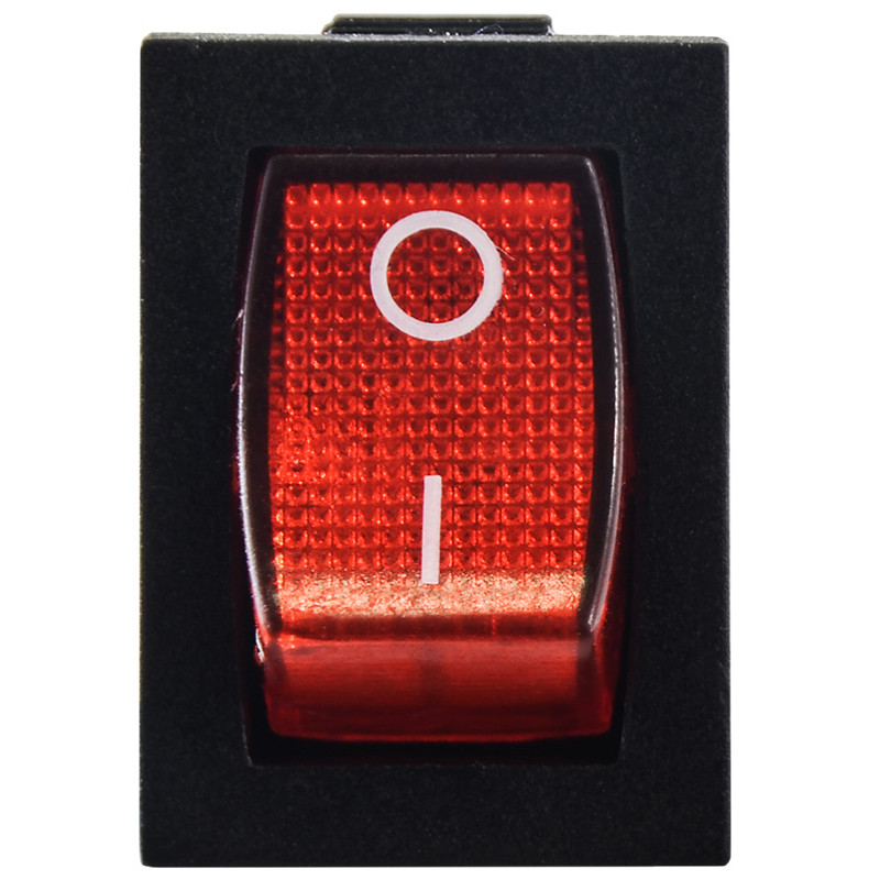 Переключатель 1 клавиша 1NO 19.2мм с подсветкой красный неон 220V [A0140040053] KCD1-2-101N R/B АСКО