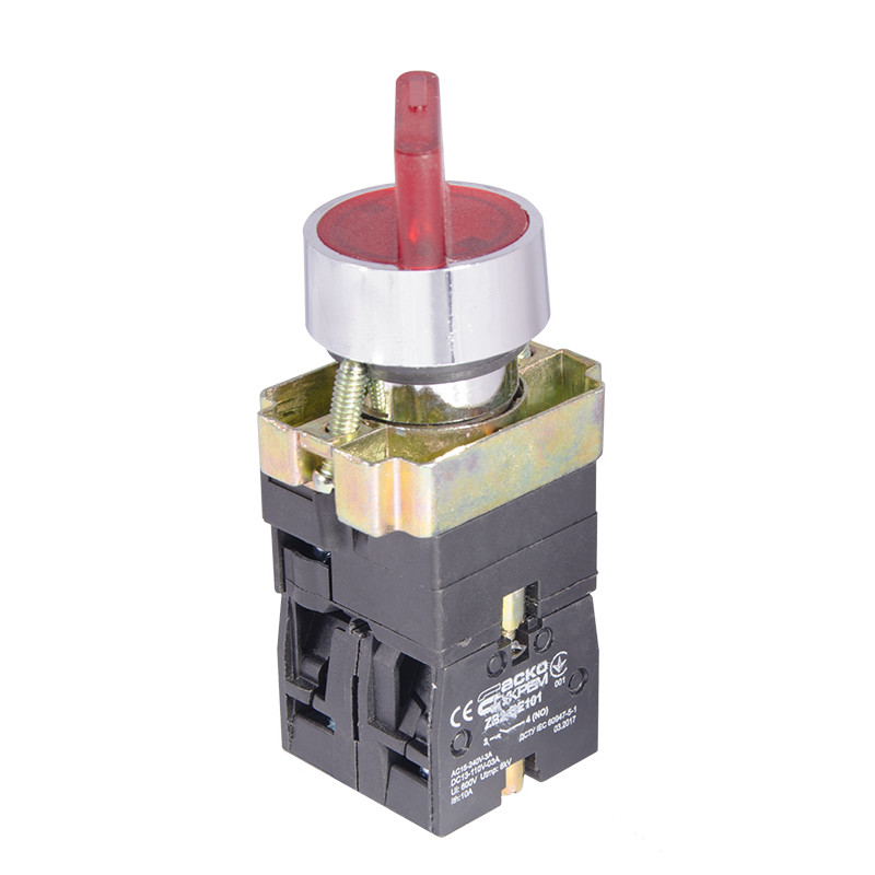 Переключатель "I-O" 1NO+1NC 22мм с подсветкой красный LED 220V 2 положения [A0140010067] XB2-BK2465 АСКО