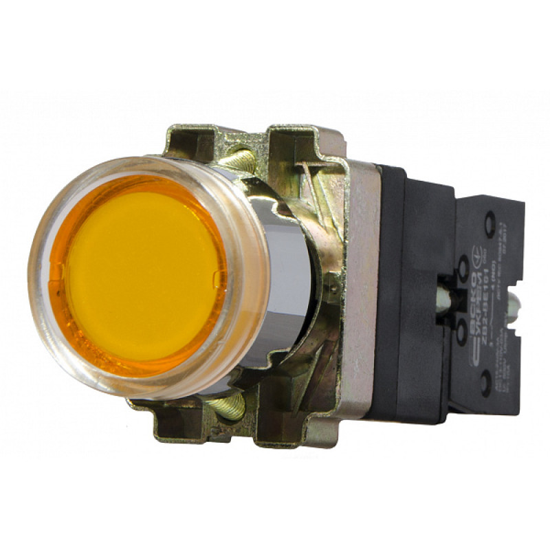 Кнопка керування 1NO 22мм з підсвічуванням жовтий неон 220V [A0140010053] XB2-BW3571 АСКО