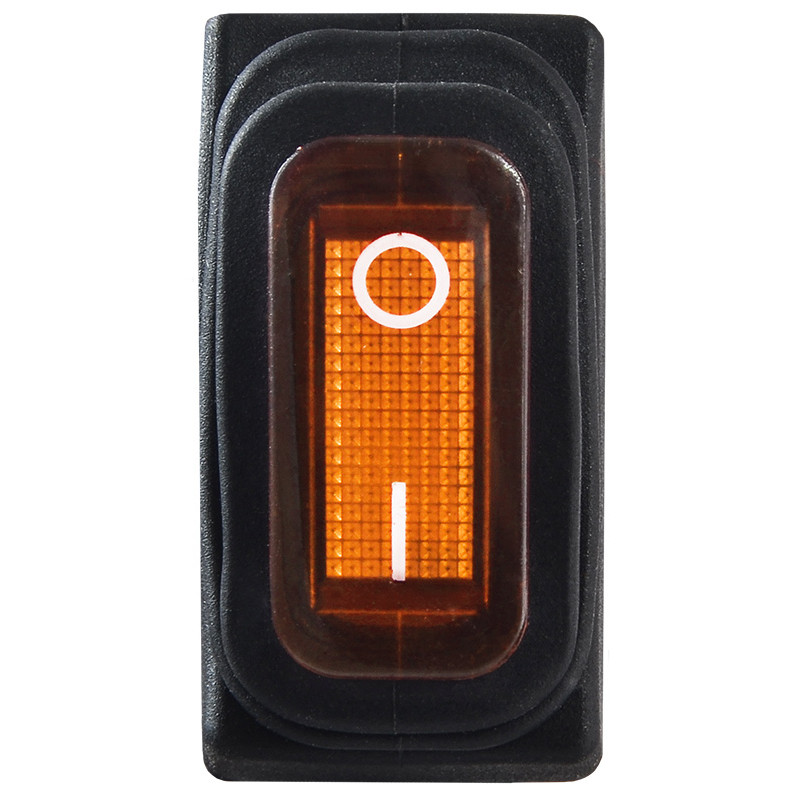 Переключатель 1 клавиша 1NO 28мм с подсветкой желтый неон 220V IP54 [A0140040037] KCD3-101NW YL/B АСКО