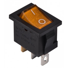 Переключатель 1 клавиша 1NO 19.2мм с подсветкой желтый неон 220V [A0140040055] KCD1-2-101N YL/B АСКО