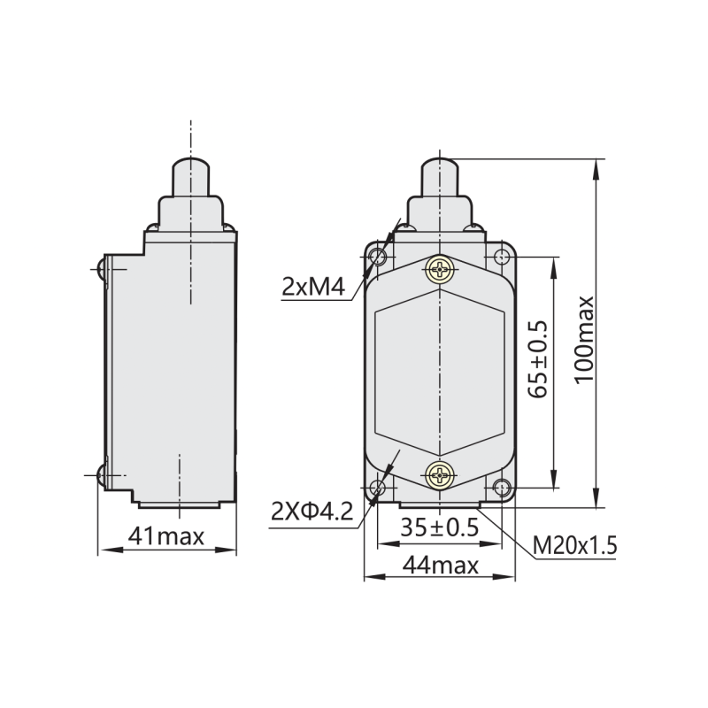 Выключатель концевой 1NO+1NC 5A 220V с плунжером [441039] YBLX-K1/311 CHINT