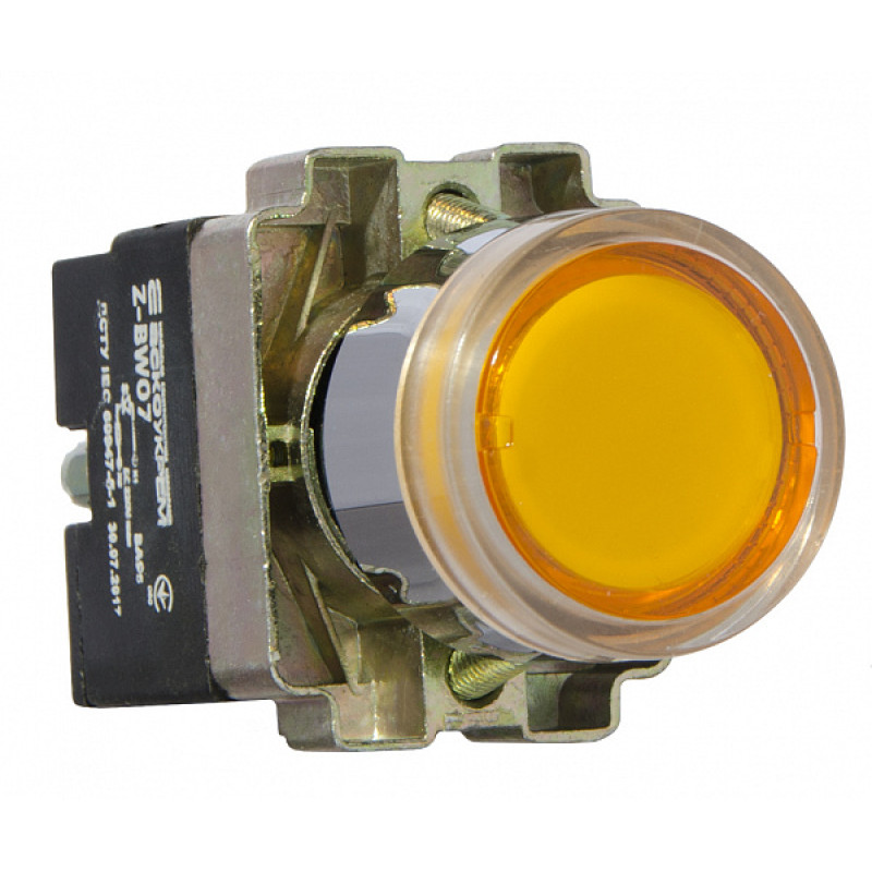 Кнопка керування 1NO 22мм з підсвічуванням жовтий неон 220V [A0140010053] XB2-BW3571 АСКО
