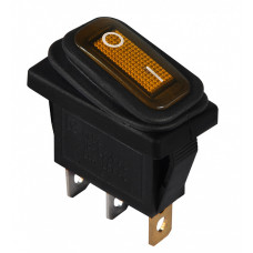 Переключатель 1 клавиша 1NO 28мм с подсветкой желтый неон 220V IP54 [A0140040037] KCD3-101NW YL/B АСКО