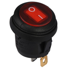 Переключатель круглый 1 клавиша 1NO 23мм с подсветкой красный неон 220V IP65 [A0140040074] KCD1-5-101NW R/B АСКО