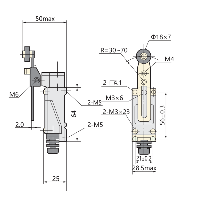 Выключатель концевой 1NO+1NC 5A 220V с регулируемой роликовой поворотной штангой [443022] YBLX-ME/8108 CHINT