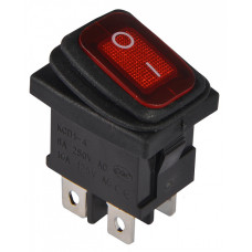 Переключатель 1 клавиша 2NO 19.2мм с подсветкой красный неон 220V IP65 [A0140040064] KCD1-4-201NW R/B АСКО