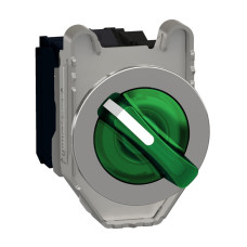 Переключатель "I-O-II" 1NO+1NC 30мм с подсветкой зеленый LED 24V 3 положения с фиксацие, скрытый монтаж [XB4FK133B5] Harmony XB4 Schneider Electric