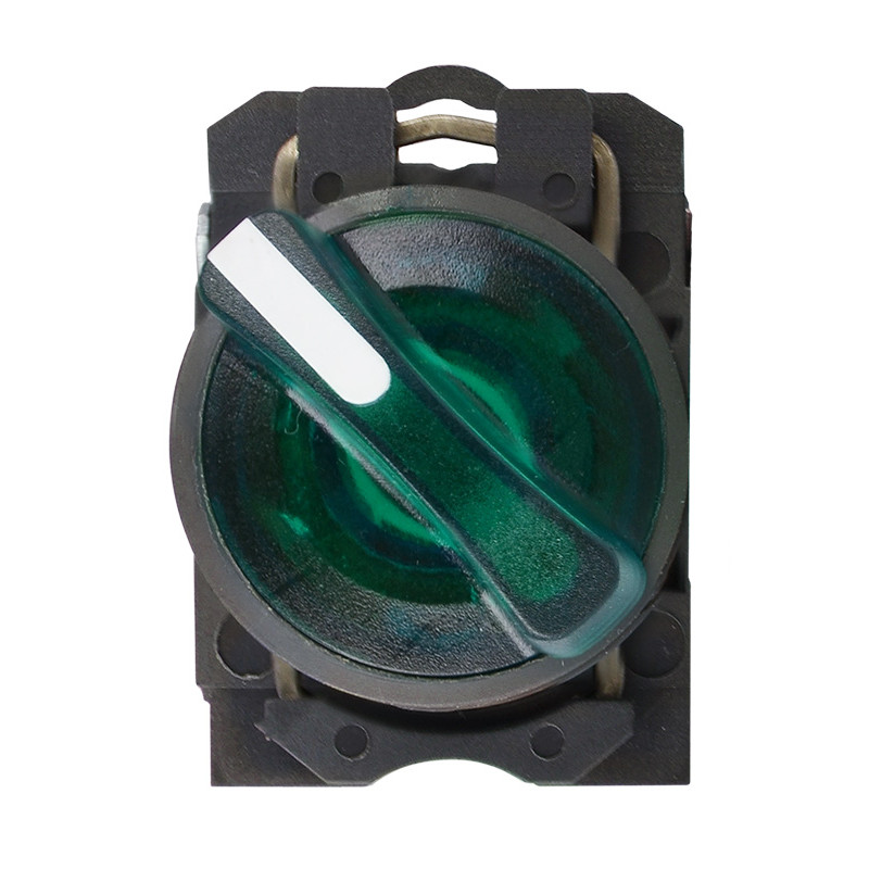 Перемикач "I-O" 1NO+1NC 22мм з підсвічуванням зелений LED 220V 2 положення [A0140010165] TB5-AK123M5 АСКО