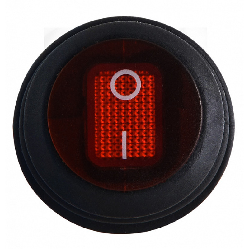 Переключатель круглый 1 клавиша 1NO 23мм с подсветкой красный неон 220V IP65 [A0140040074] KCD1-5-101NW R/B АСКО