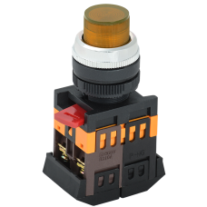 Кнопка управления 1NO+1NC 22мм с подсветкой желтый неон 230V [BBT20-ABLFP-K05] ABLFP-22 УЕК
