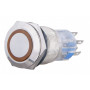 Кнопка металлическая плоская 2NO+2NC 19мм с подсветкой желтый LED 220V [A0140010115] TYJ 19-272 АСКО