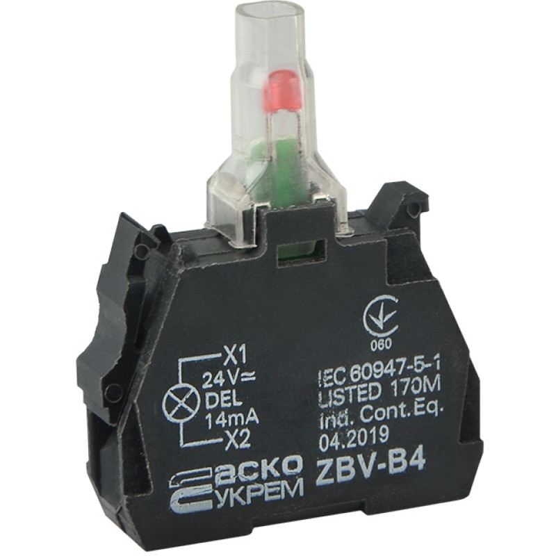 Модуль светодиодный 24V AC/DC LED красный для кнопок ТВ5 [A0140010211] ZBV-B4 АСКО