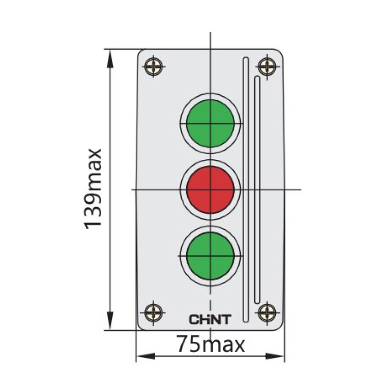 Пост тримісний "Старт1-Старт2-Стоп" 3А(240V) 2NO+1NC IP54 [587069] NPH1-3001 CHINT