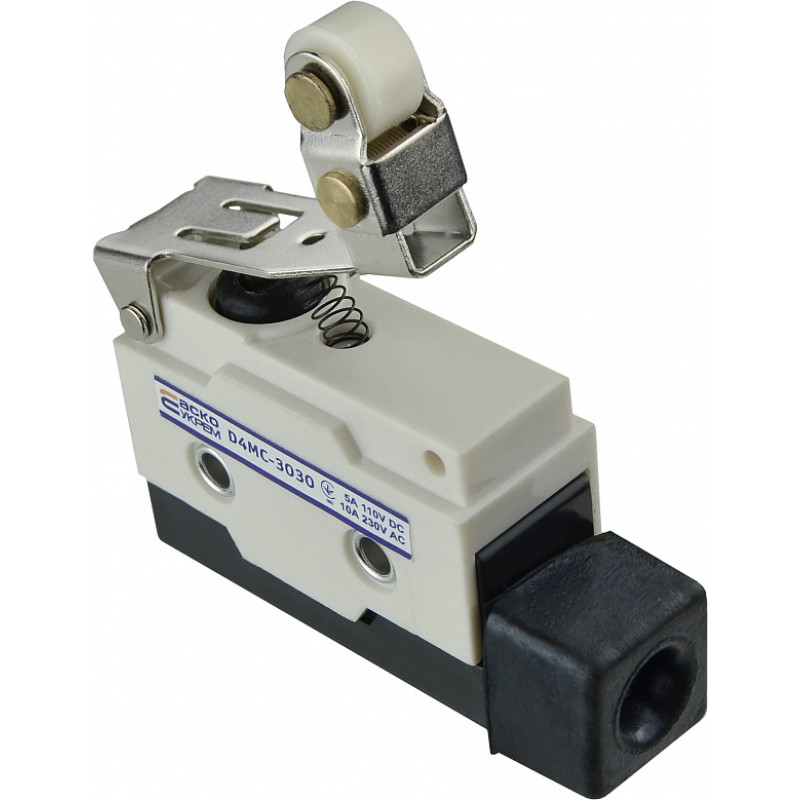 Микропереключатель 1NO+1NC 10А 250V IP54 пластмассовый качающийся ролик на короткой планке [A0050040010] D4MC-3030 АСКО