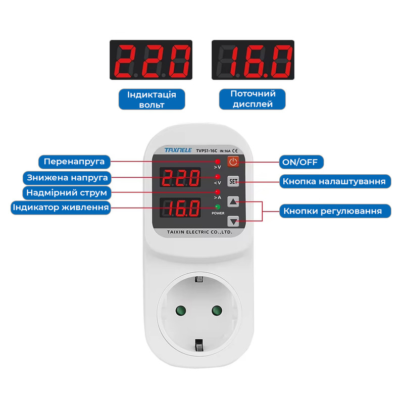 16A 90V~300V регулируемое защитное реле розеточное напряжения [DART.VPI] Отсекатель напряжения TAXNELE