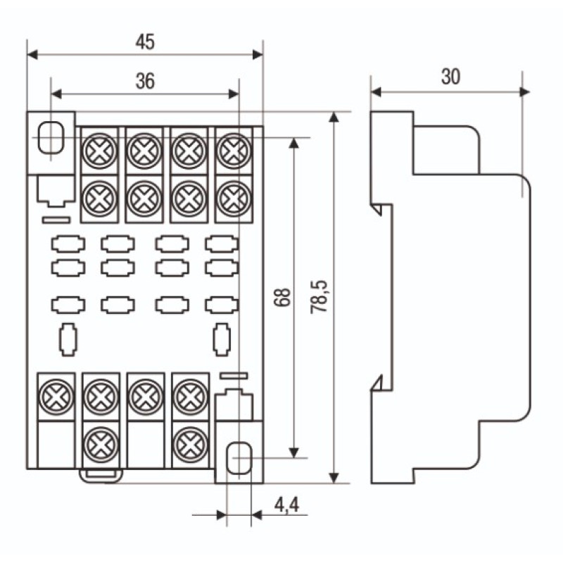 Колодка 10А 4к 220V AC/DC LY4 для промежуточного реле [RRP10D-RRM-4] РРМ77/4 (PTF14A) УЕК