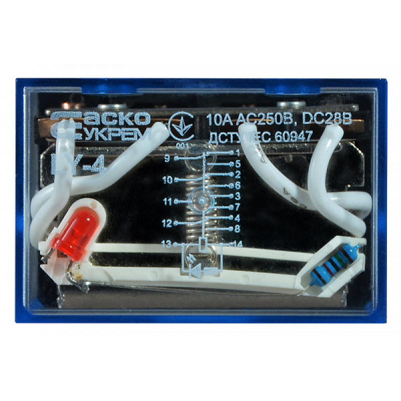 Проміжне реле 10А 4к 220V AC LY4 [A0090070006] АСКО