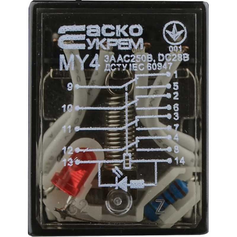 Промежуточное реле 3А 4к 24V DC МY4 [A0090010015] АСКО