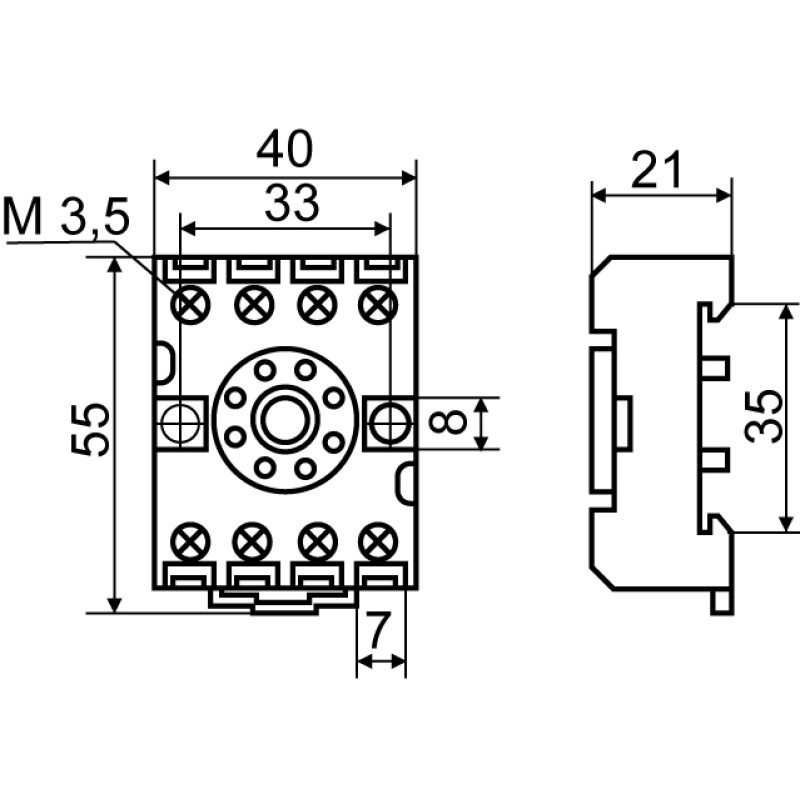 Колодка 10А 2к 220V AC МК2P для проміжного реле [A0090020001] PF083A-E АСКО
