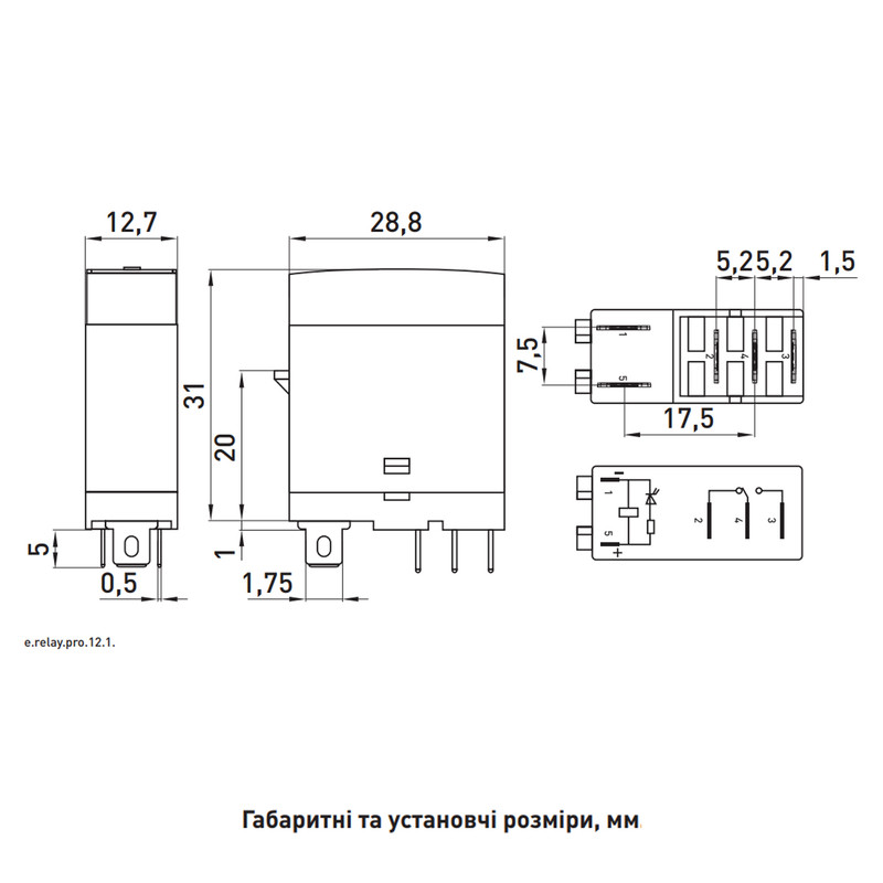 Промежуточное реле 12А 1к 230V АC [p091001] e.relay.pro.12.1.230AC E.NEXT