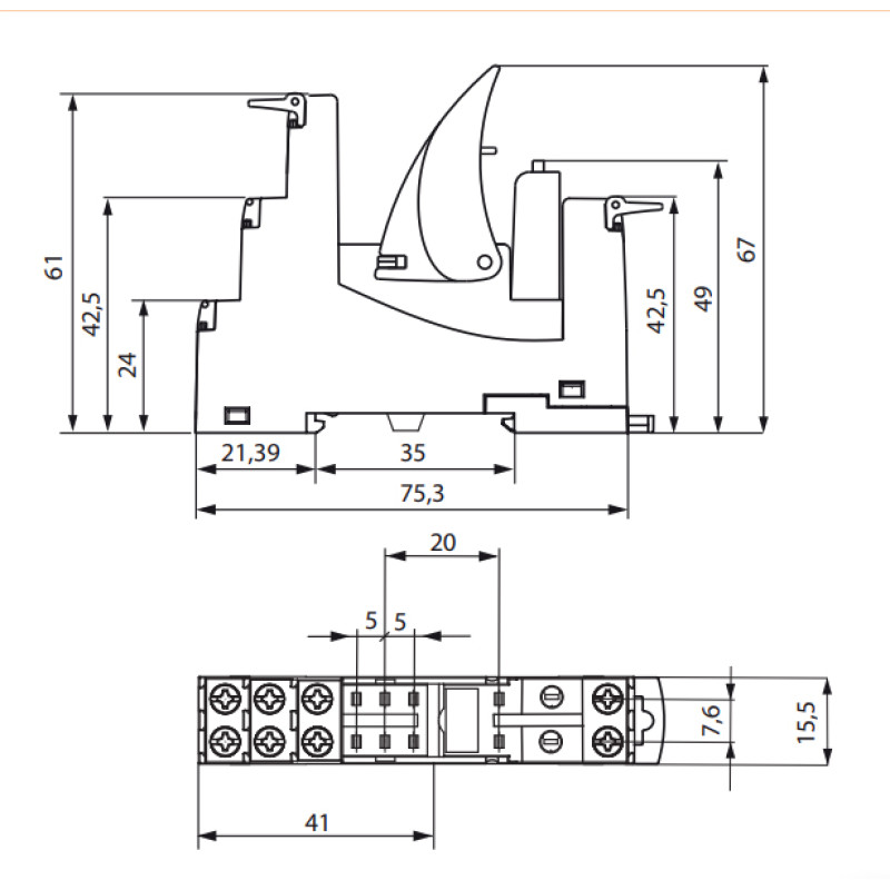 Колодка для 12А 300V АС тип M для проміжного реле MER2 [2473036] MERB-M ETI
