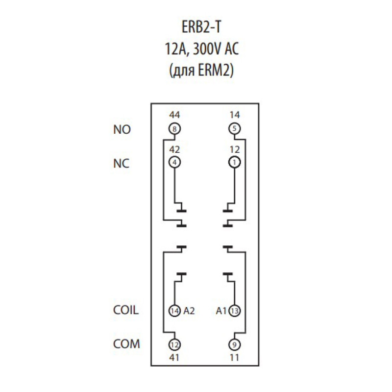 Колодка 12А 8к 300V AC тип Т для промежуточного реле ERM2 [2473012] ERB2-T ETI