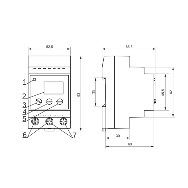 Однофазное реле напряжения 25A [NTRN12503] РН-125 Новатек-Електро