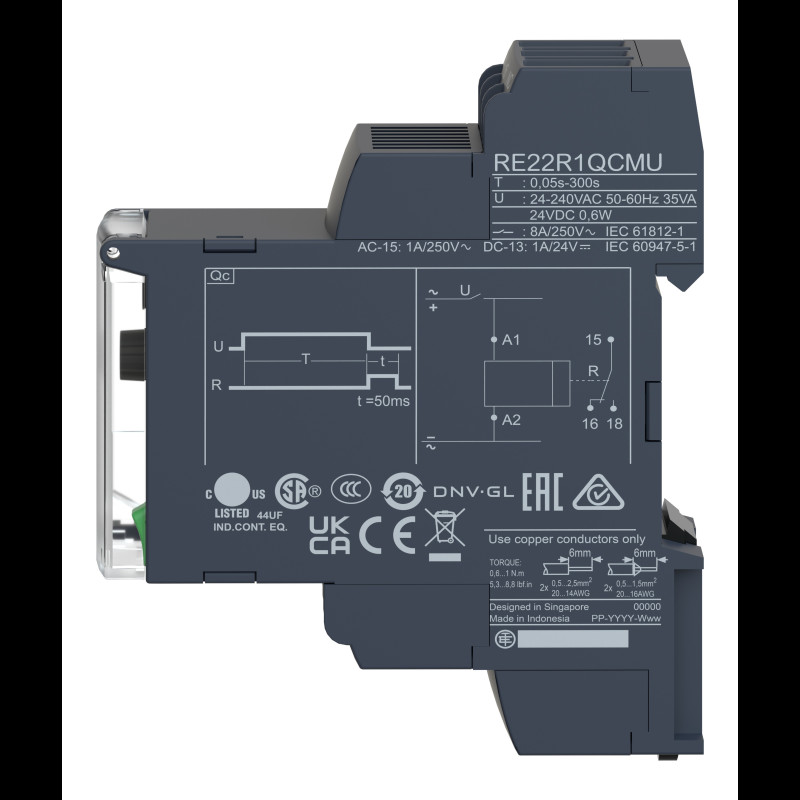 1сек-10хв задержка на выключение реле времени 5A 24-240В AC/DC [RE22R1KMR] Schneider Electric