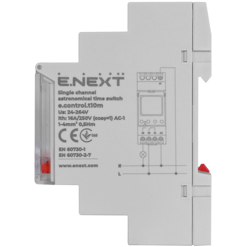 Таймер астрономічний 16А 230В одноканальний тижневий [i0310035] e.control.t10m E.NEXT