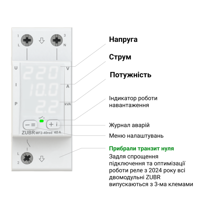 Многофункциональное реле 40A (max 50A) 8800BA [4820120221767] MF2-40 red ZUBR