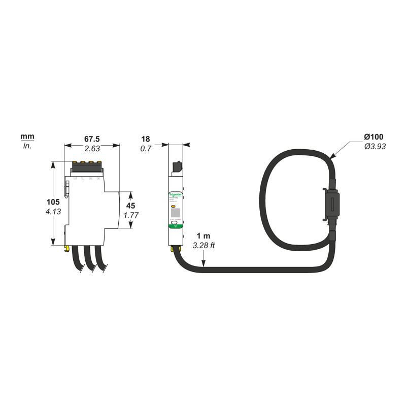 Датчик энергии 3P/3P+N 10A верхняя и нижняя позиция [A9MEM1591] PowerTag R600 Schneider Electric