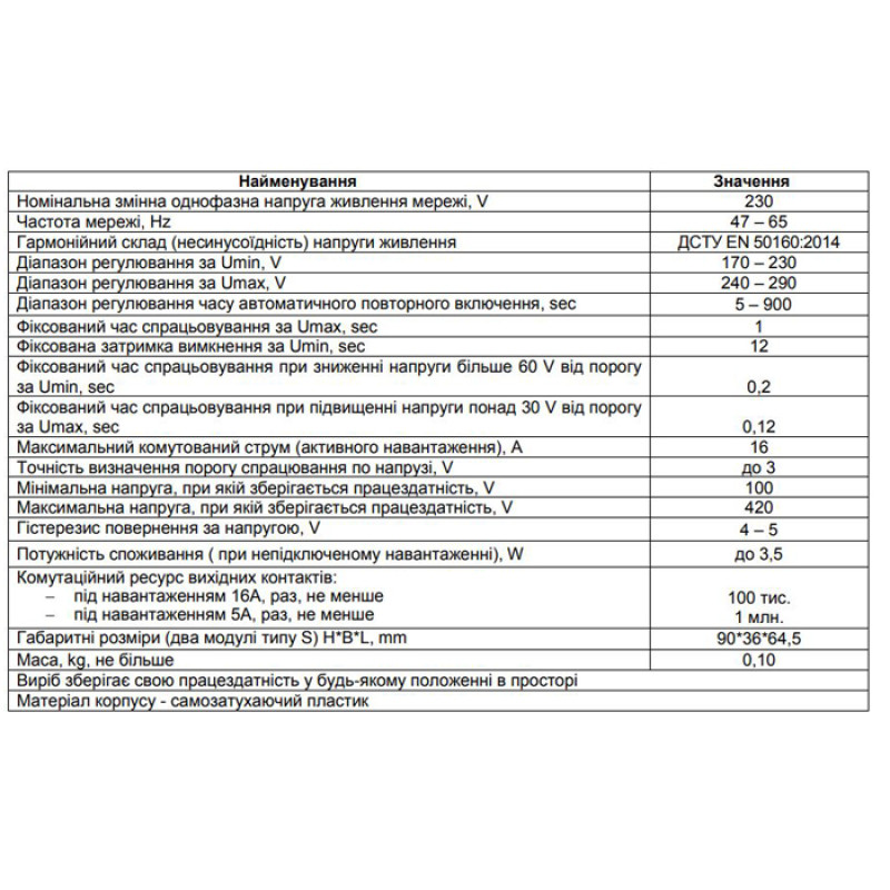 Однофазне реле напруги 16A [NTRN111M0] РН-111М Новатек-Електро